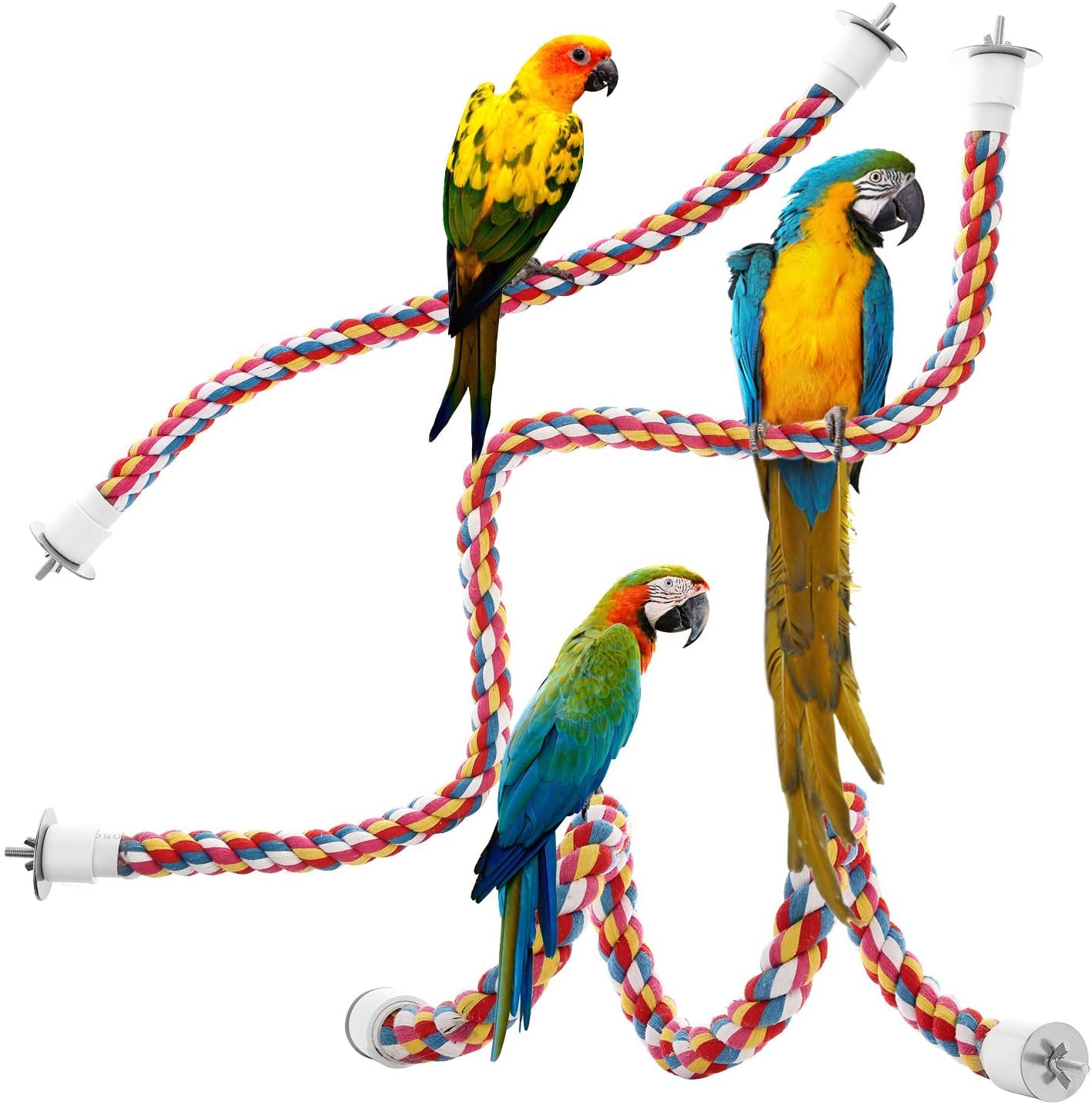 NESTKART Bird Rope Perches, Climbing Rope, Comfy Perch Parrot Toys, Bungee Rope Bird Toy (Pack