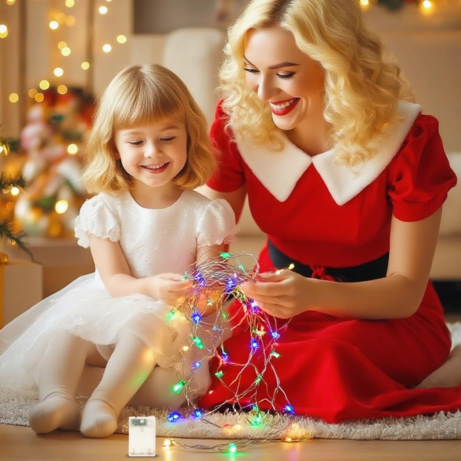 YPHSOL Fairy Lights Battery Operated String Lights 16.4ft 50LED Flashing and Constant Light Waterproof Silver Wire for Christmas DIY Party Wedding Decoration (Multicolor, 4 Pack): Multicolor 2 Pack