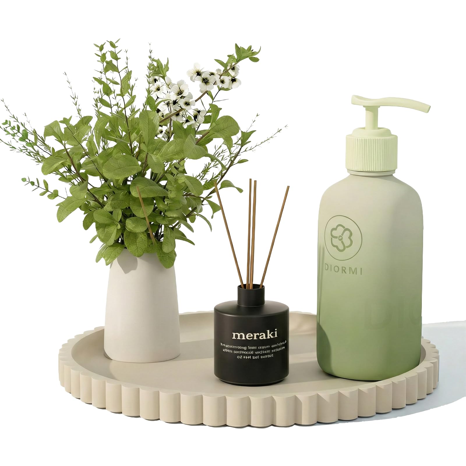 HighHerz Silicone Bathroom Countertop and Vanity Tray, Round Silicone Bathroom Tray, Modern Bathroom Decor, Coffee Table Decor, Decorative Tray for