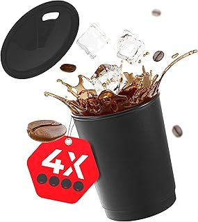 achilles Kaffeebecher 4er-Set - Coffee-to-go-Becher - spülmaschinenfeste Mehrwegbecher mit Deckel - 330ml - Becher schwarz - Deckel schwarz