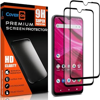 غطاء مصمم لهاتف T-Mobile REVVL 6x Pro 5G / TMobile REVVL 6 Pro 5G واقي شاشة، غطاء مضاد للخدش، صلابة 9H، شفاف [صديق للعلبة]، واقي شاشة زجاجي LCD مكون من قطعتين، زجاج مقسى