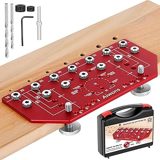 Shelf Pin Jig and Hinge Jig 2-in-1 - Aluminum Alloy Cabinet Hole Drilling Template For Woodworking - Shelf Pin Drilling Jig with 1/4" and 5mm Drill Bits - Concealed Hinge Jig for Cabinet Doors
