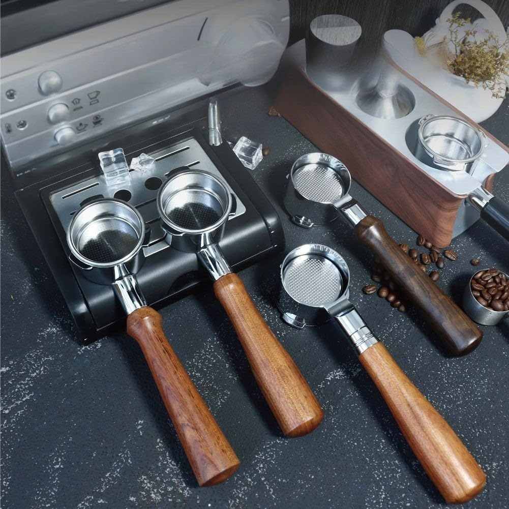 Porte-filtre sans fond 51 mm Poignée en bois en acier inoxydable (bois de