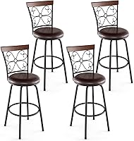 Vista 1 de COSTWAY Taburetes de bar para isla de cocina, taburetes de bar giratorios de altura de asiento ajustable de 24/30 pulgadas, asiento acolchado