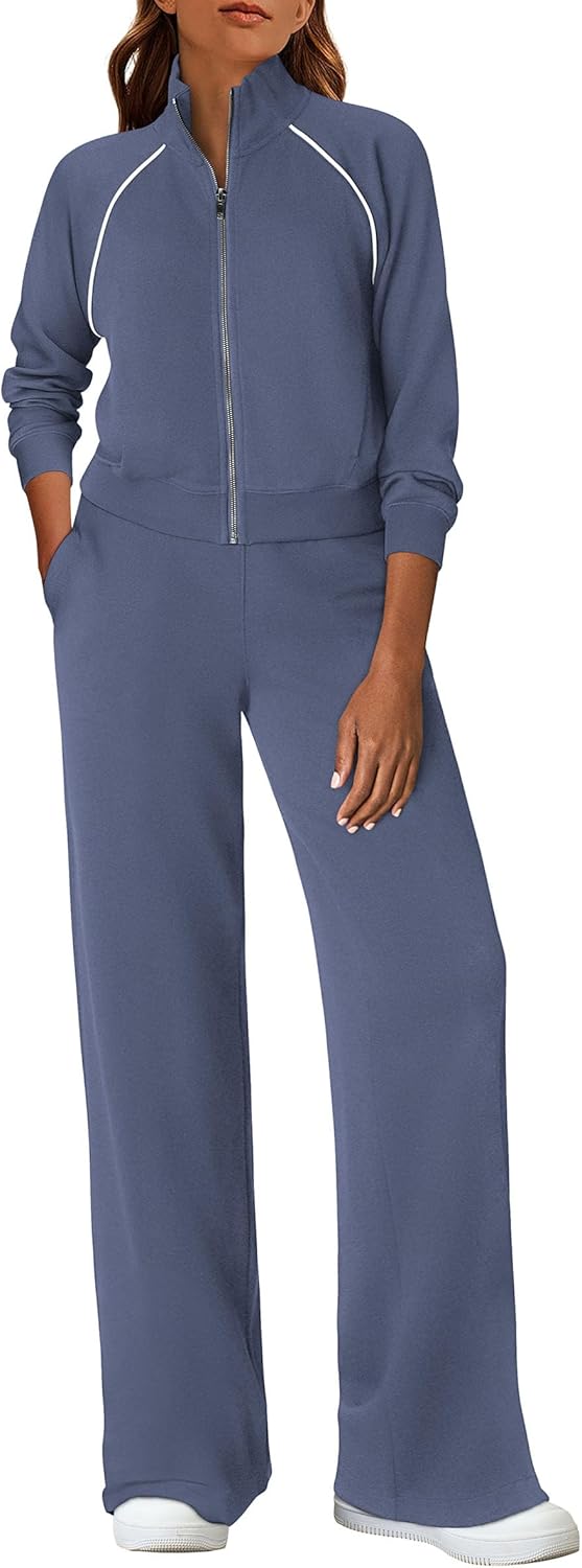 PRETTYGARDEN Womens 2 Piece Outfits Sweatsuits 2025 Fall Full Zip Sweatshirts Workout Pants Matching Lounge Sets Tracksuits