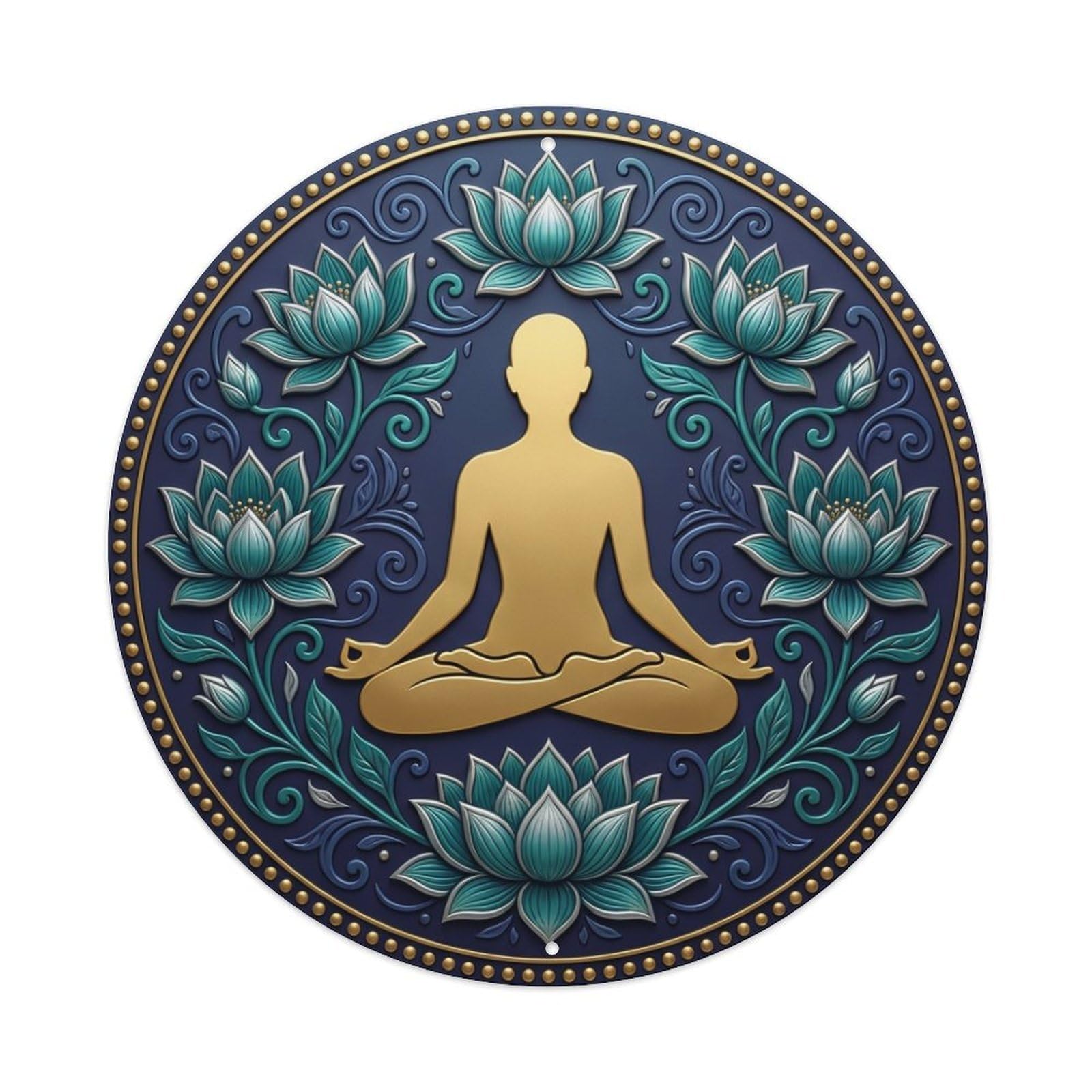 Fyrn Style Metal Tin Sign Vintage Namaste Pose Silhouette Flower Zen Yoga