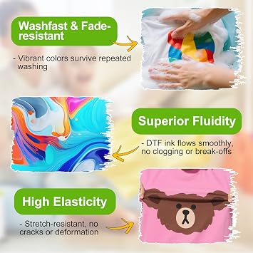CenDale DTF Ink 600ML - Upgraded 3.0-5.0 cP Viscosity DTF Transfer Ink for Epson ET-8550 XP-15000 L1800 L805 R1390 R2400 1430 DTF Printers, Heat Transfer Printing to DTF Film, No Sediment