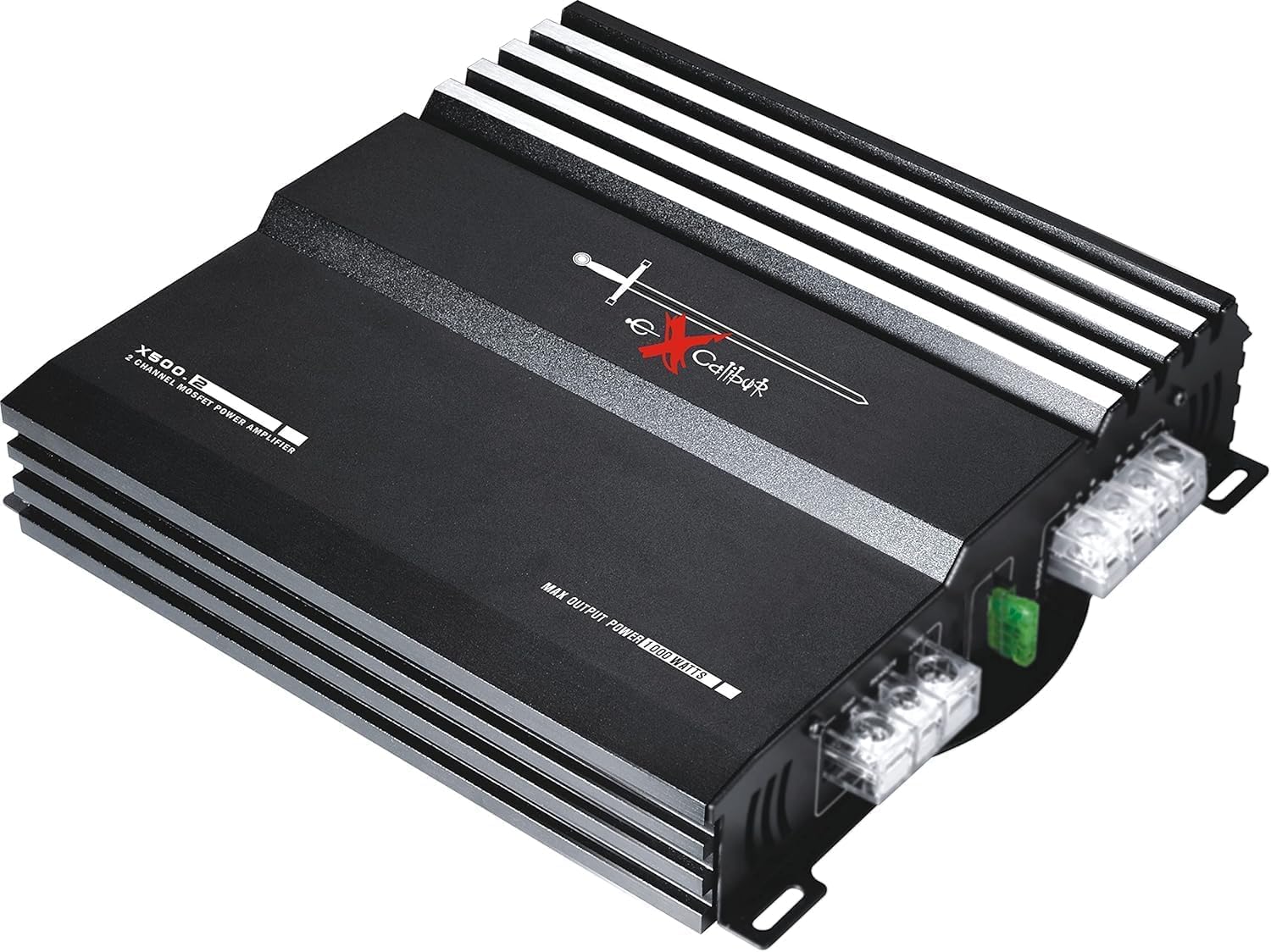 Excalibur X500.2 2-Channel MOSFET Car Amplifier Power Amplifier with 1000 W Maximum Power 50 W RMS and Flexible 1-4 Ohm Impedance for a Compact and Powerful Upgrade of the Car Audio System