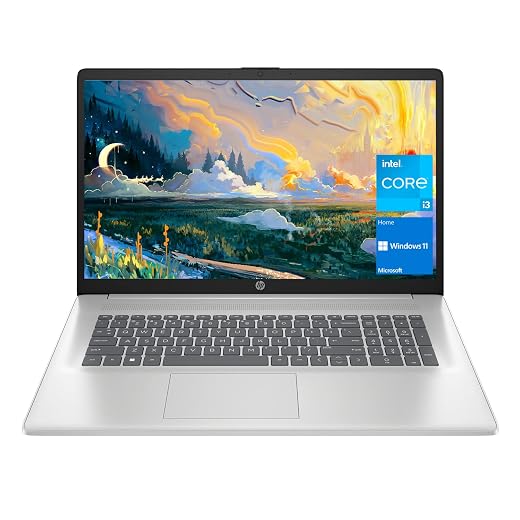 HP Laptop 17, 17.3" HD+ Display, 11th Gen Intel Core i3-1125G4 Processor, 8GB RAM, 256GB SSD, Wi-Fi, HDMI, Webcam, Windows 11 Home, Silver
