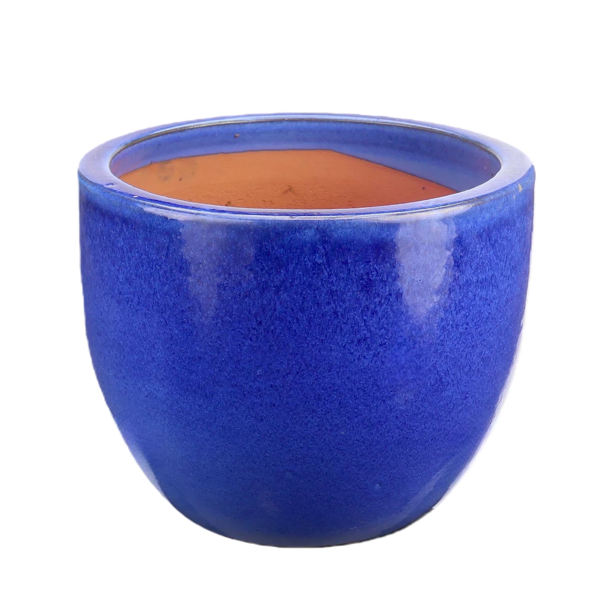 Steinzeug-Blumentopf/Pflanzkübel Eiertopf Blau 36x30cm frostfest