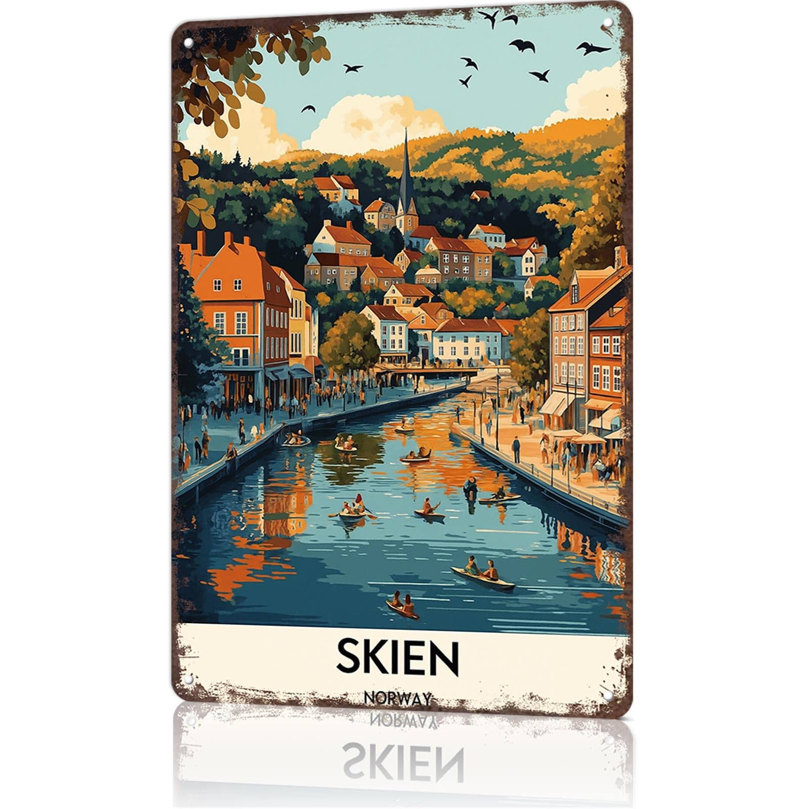 KWQDOZF Funny Signs Posters Skien Norway Wall Art Sign for Bedroom Dorm Home Garage Bar Decor 8X12inch