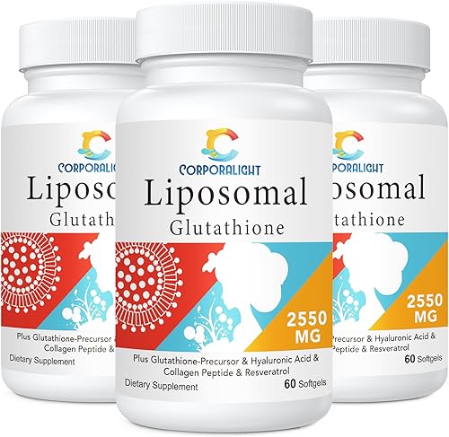 2550 mg de glutatión liposomal, la más alta absorción, suplemento de glutatión sin gluten, glutatión reducido, fabricado en los Estados Unidos,