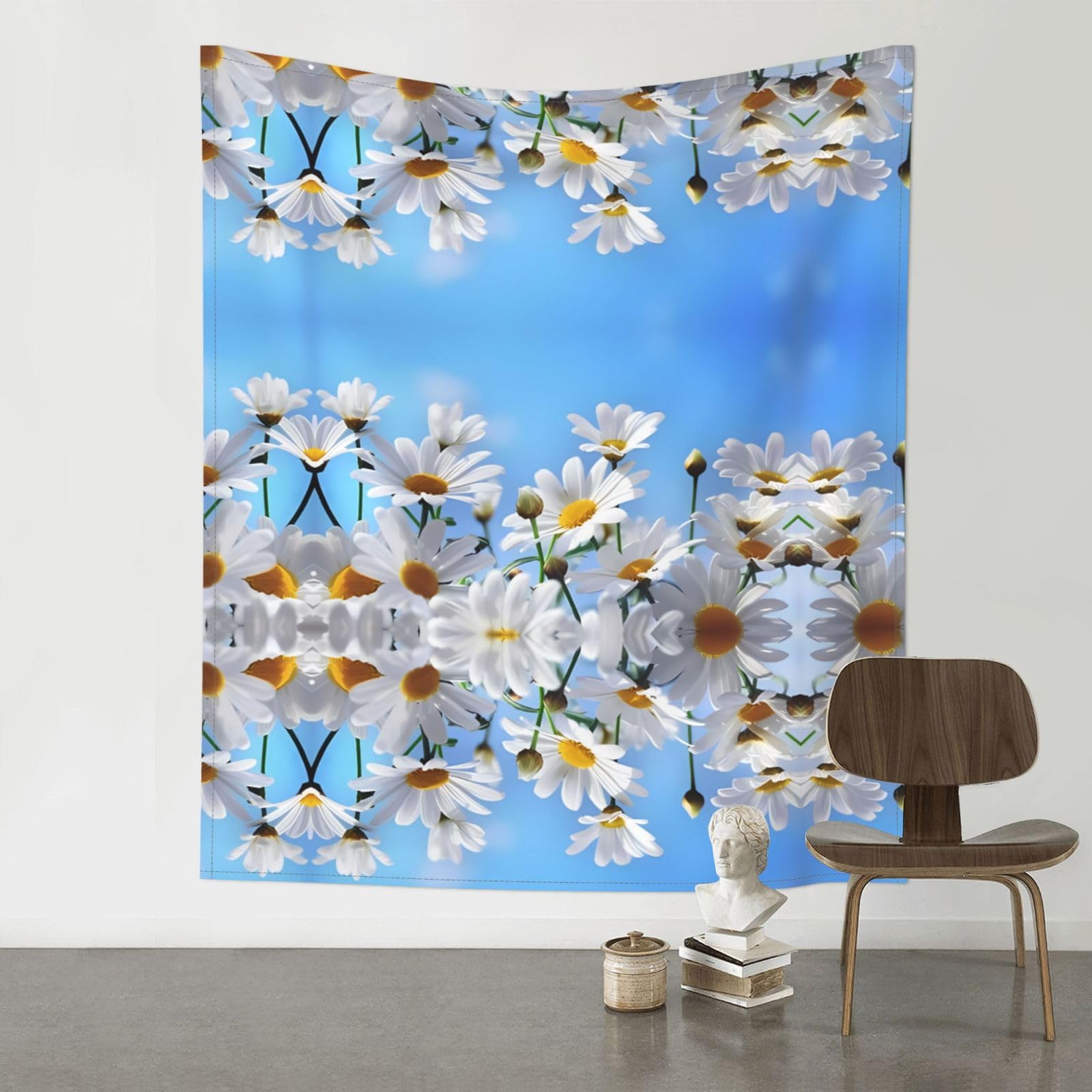 HJFCZH Wild White Daisy Flower Prints Wall Tapestry 60x51in – Artistic Home Decor Throw Blanket for Bedroom, Dorm, Beach & Picnic