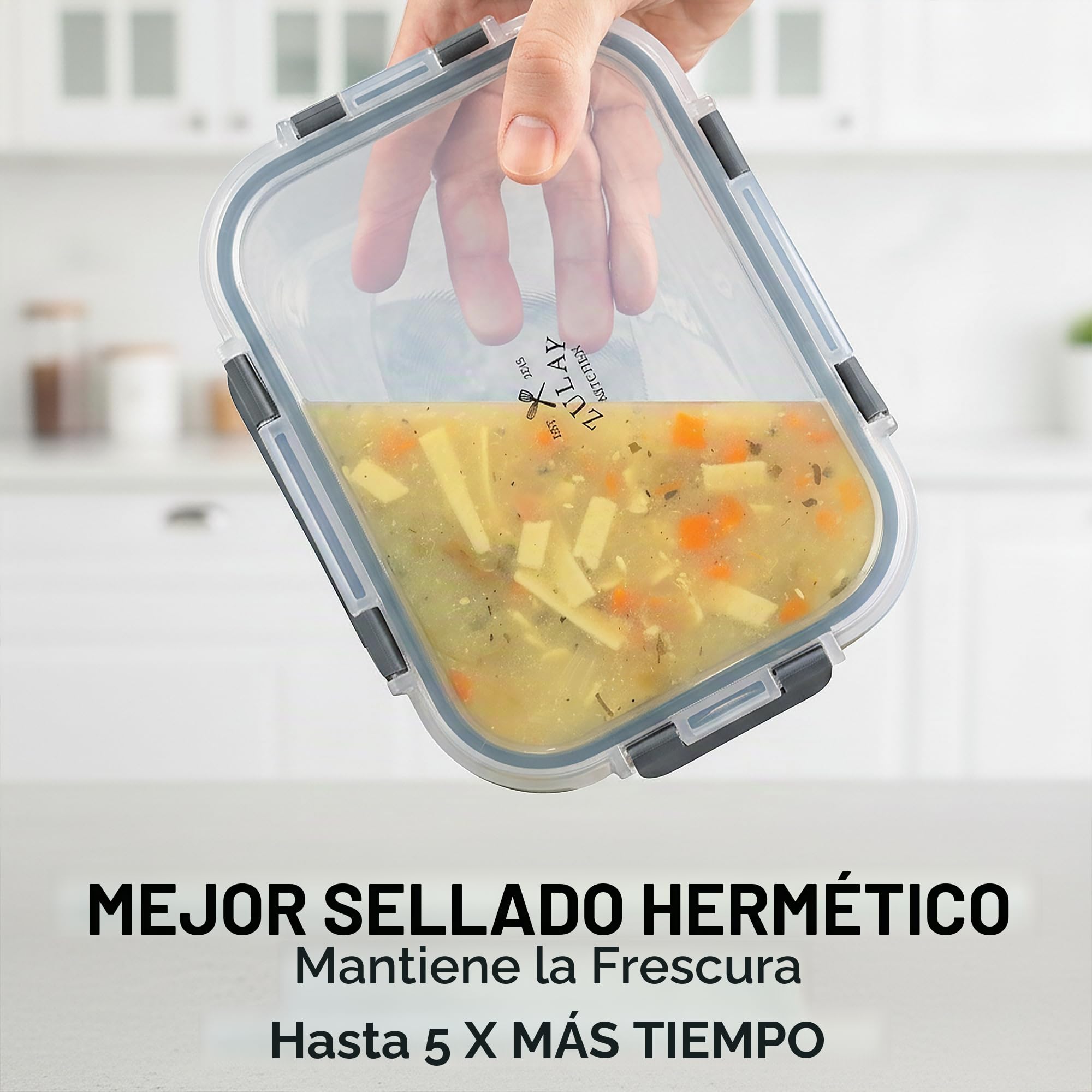 Zulay Kitchen - Paquete de 5 recipientes de almacenamiento de alimentos de vidrio a prueba de fugas, 36 onzas de grosor, herméticos y duraderos, recipientes de preparación de comidas de vidrio