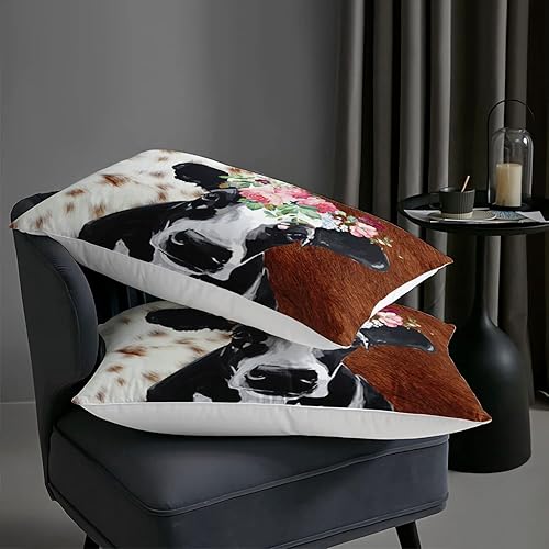 Miniatura 6 de AILONEN Juego de edredón de ganado lechero para niños, niñas, niños, adolescentes, tamaño Queen, pintura al óleo 3D y flores sobre cabeza de vaca