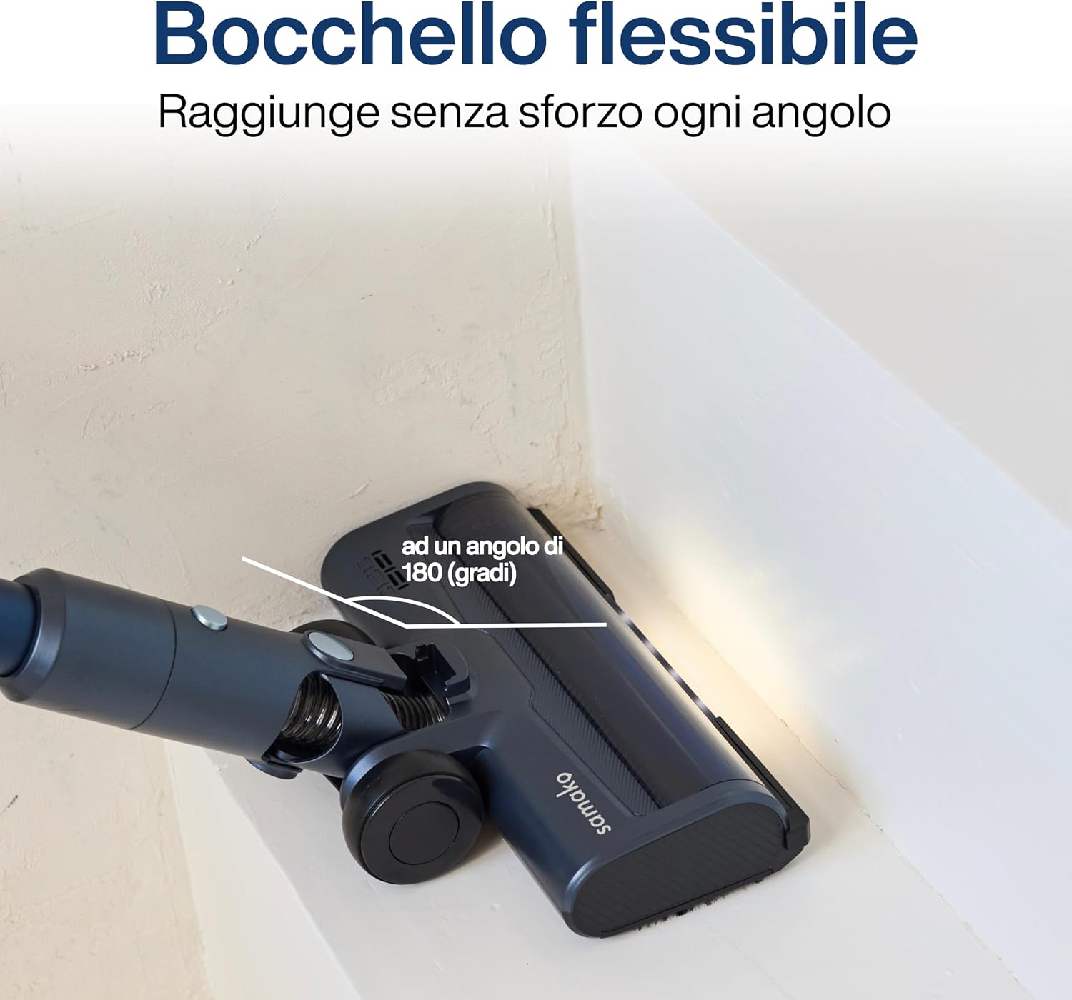 Samako CleanDetect Lite 200W flexible nozzle demonstrating 180-degree swivel