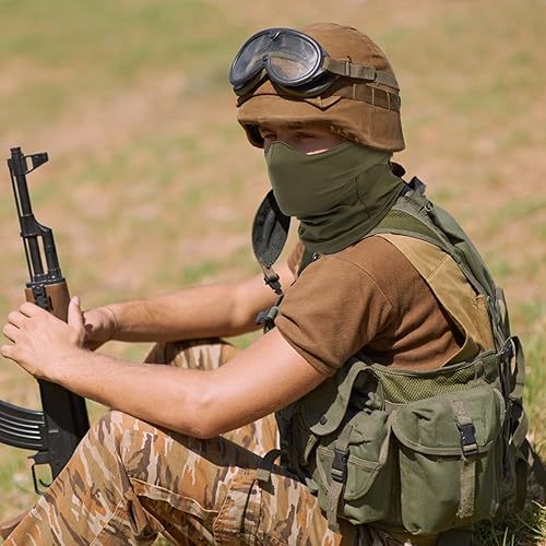 Miniatura 7 de AOUTACC Pasamontañas Airsoft, máscara táctica estilo ninja, máscara protectora de cara completa, máscara de silicona suave para
