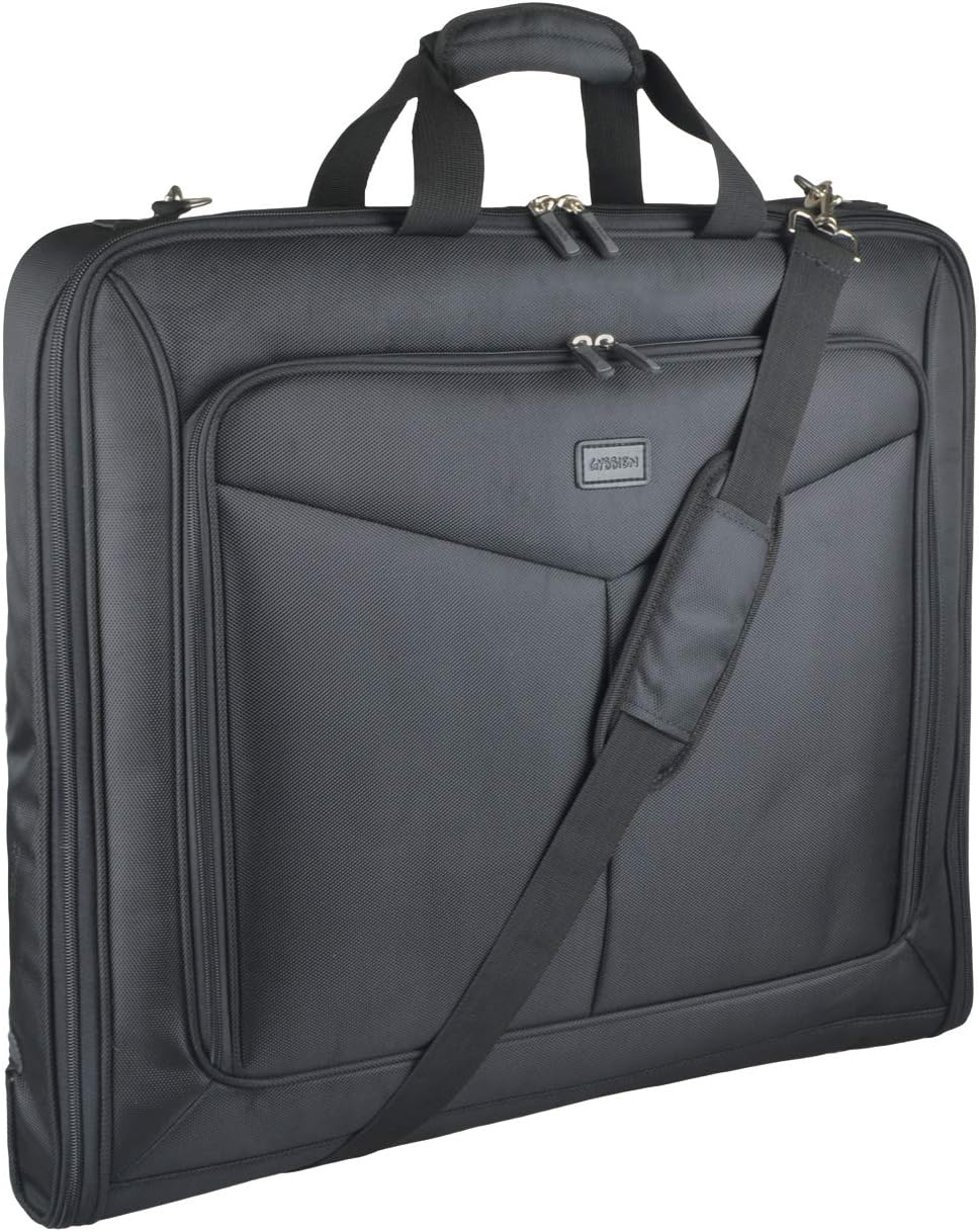 GYSSIEN Foldable Carry On Garment Bag Fit 3 Suits, 44-inch Suit Bag for Travel and Business Trips with Shoulder Strap
