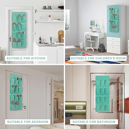 Miniatura 7 de Organizador de zapatos sobre la puerta, soporte de almacenamiento colgante con 12 bolsillos grandes para puerta de armario, zapatos para hombres,
