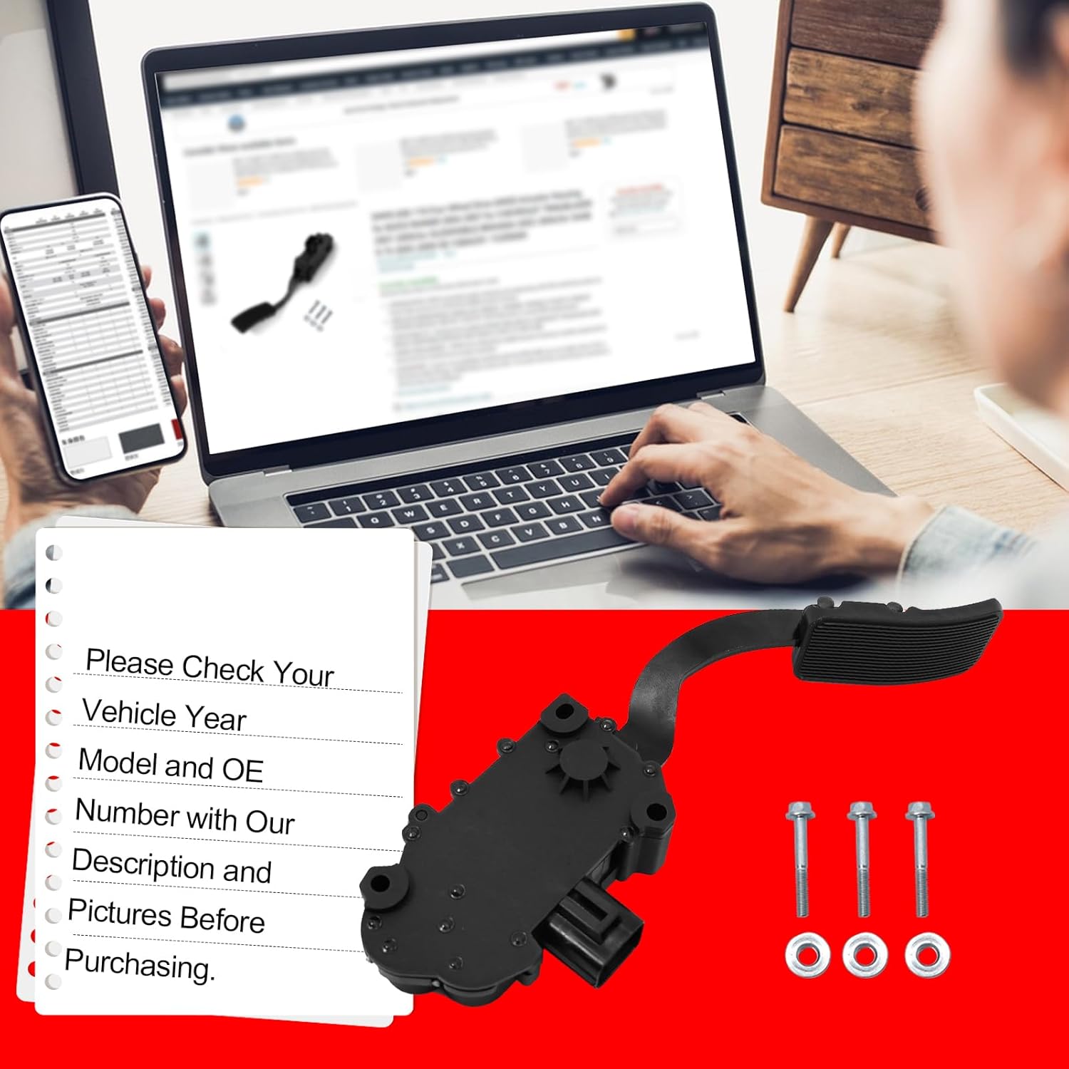 SMMS EL2Z9F836A Accelerator Pedal with Position Sensor Replacement for Ford Explorer 2004-2010, Explorer Sport Trac 2007-2010, for Mercury Mountaineer 2004-2010 Replaces OE Number 4L2Z9F836BA