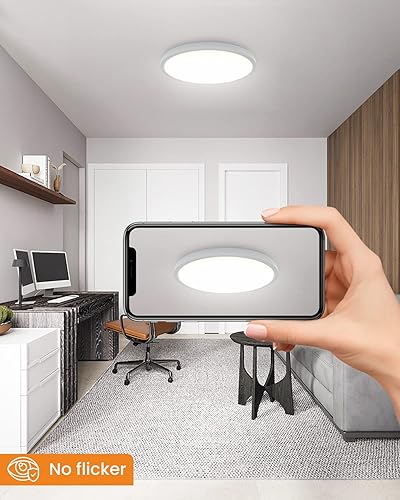 Miniatura 5 de slochi Paquete de 6 lámparas de techo de montaje empotrado (carcasa blanca leche), 24 vatios regulables y 3 temperaturas de color en una (3000 k4500