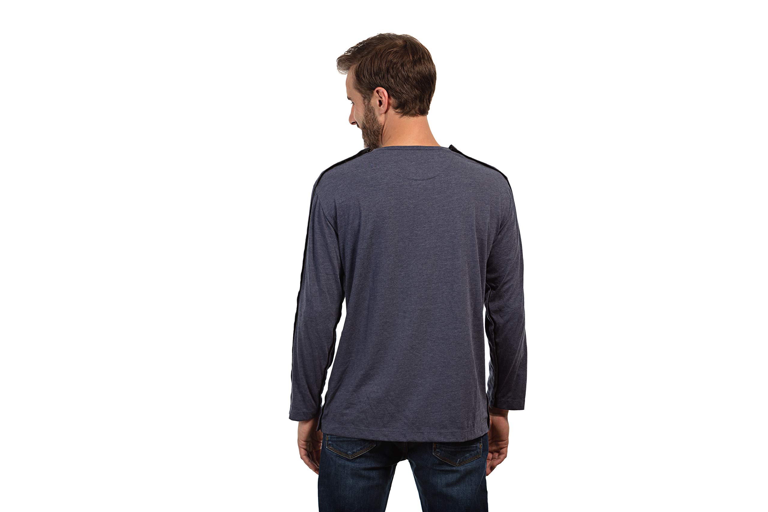 MAI Post-Shirts für Schulteroperationen, hochwertig, einfache Druckknöpfe an den Seiten und volle Armöffnung, langärmeliges Herrenhemd