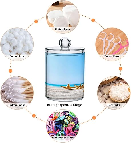 Miniatura 4 de Paquete de 2 dispensadores de soporte para bolas de algodón, hisopos de algodón, tarro de boticario de plástico, baño y organización de