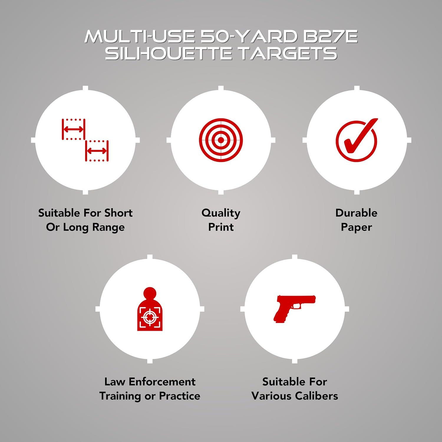 Center Mass Silhouette Paper Shooting Targets - Perfect for Shooting Range, Practice and Training - Official FBI-Q Shooting. Made in the USA