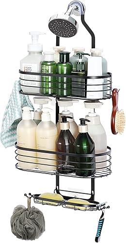 Organizador de ducha sobre cabezal de ducha estante organizador colgante de ducha de 3 niveles resistente al óxido estantes de ducha para ducha