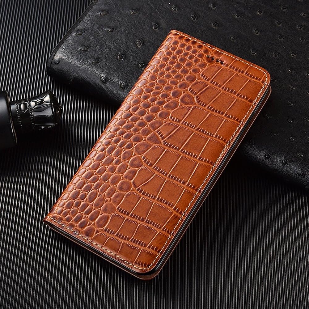 Funda de Piel con Tapa y diseño de cocodrilo para iPhone 7, 8 Plus, X, XS, XR, 11, 12, 13, 14, 15, 16, 16E, Pro Plus, MAX, Color marrón, para iPhone 12 Pro.