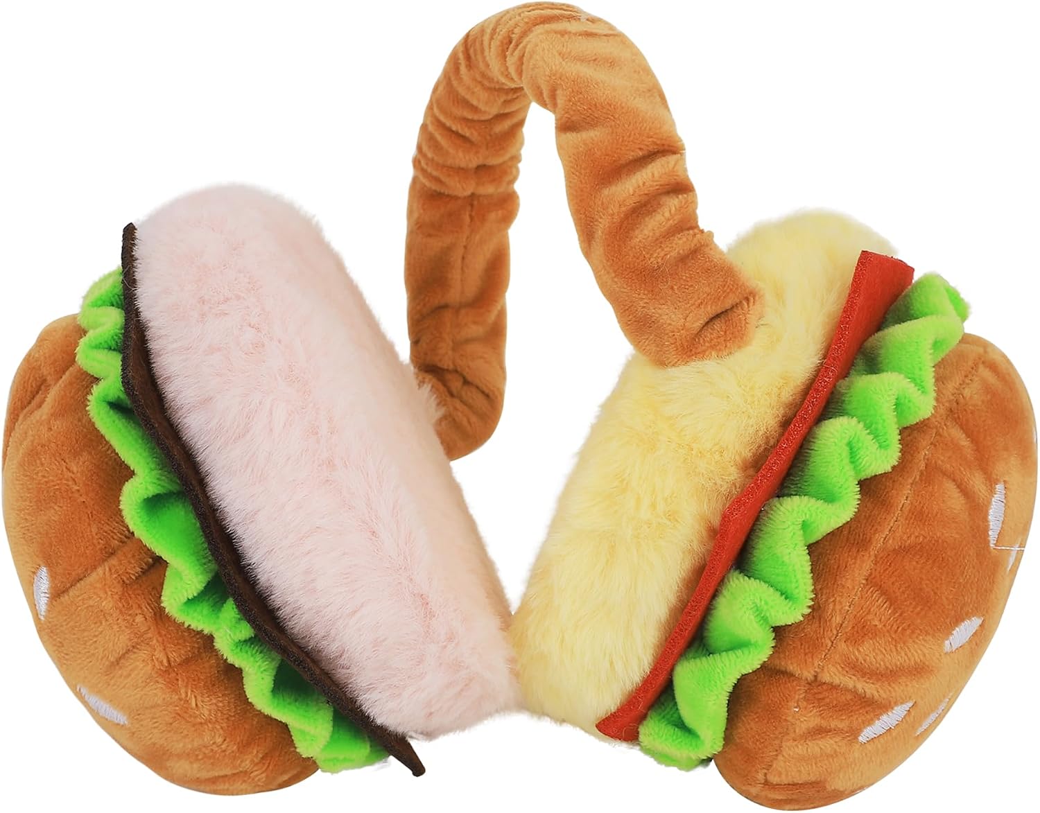 Winter Ear Muffs Hamburger Earmuffs Foldable Faux Fur Earmuffs Funny Ear Warmer Headband Cute Headwear Winter Thermal Outdoor Headpiece for Travel Skiing Skating Cycling, Teenagers