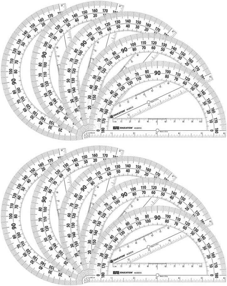 EAI Education 6" Protractor Clear Set of 10 Toys & Games