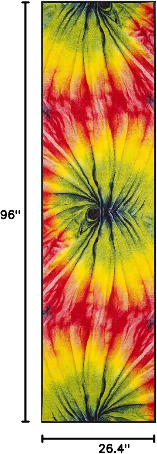 SAFAVIEH Washable Rug Paint Brush Collection - 2'2" x 8' Runner, Fuchsia & Yellow, Slip Resistant & Easy to Clean, Ideal for Living Room, Hallway, Foyer, Nursery, Bedroom, Kids Room (PTB124A)