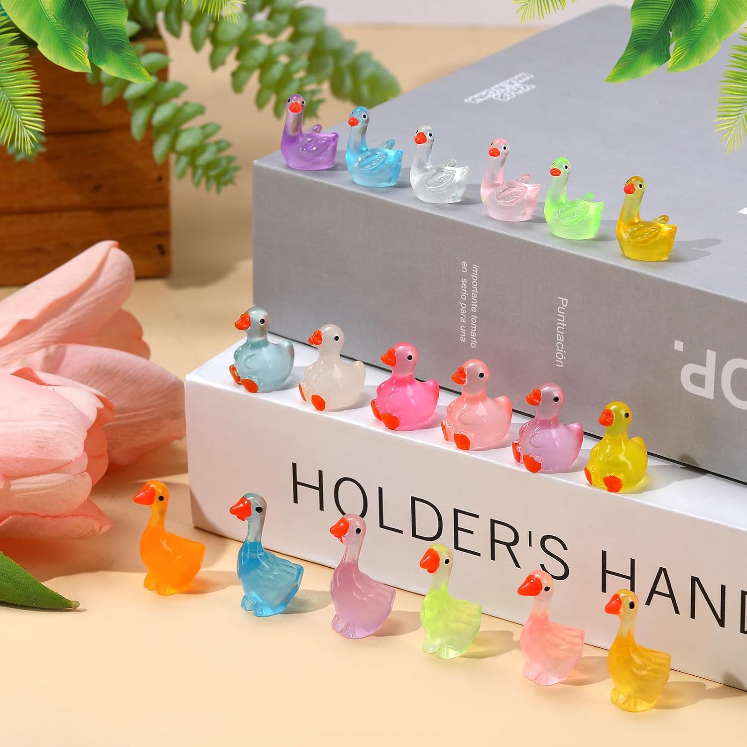 90 Pcs Mini Goose Figurines 3 Styles Mini Desk Luminous