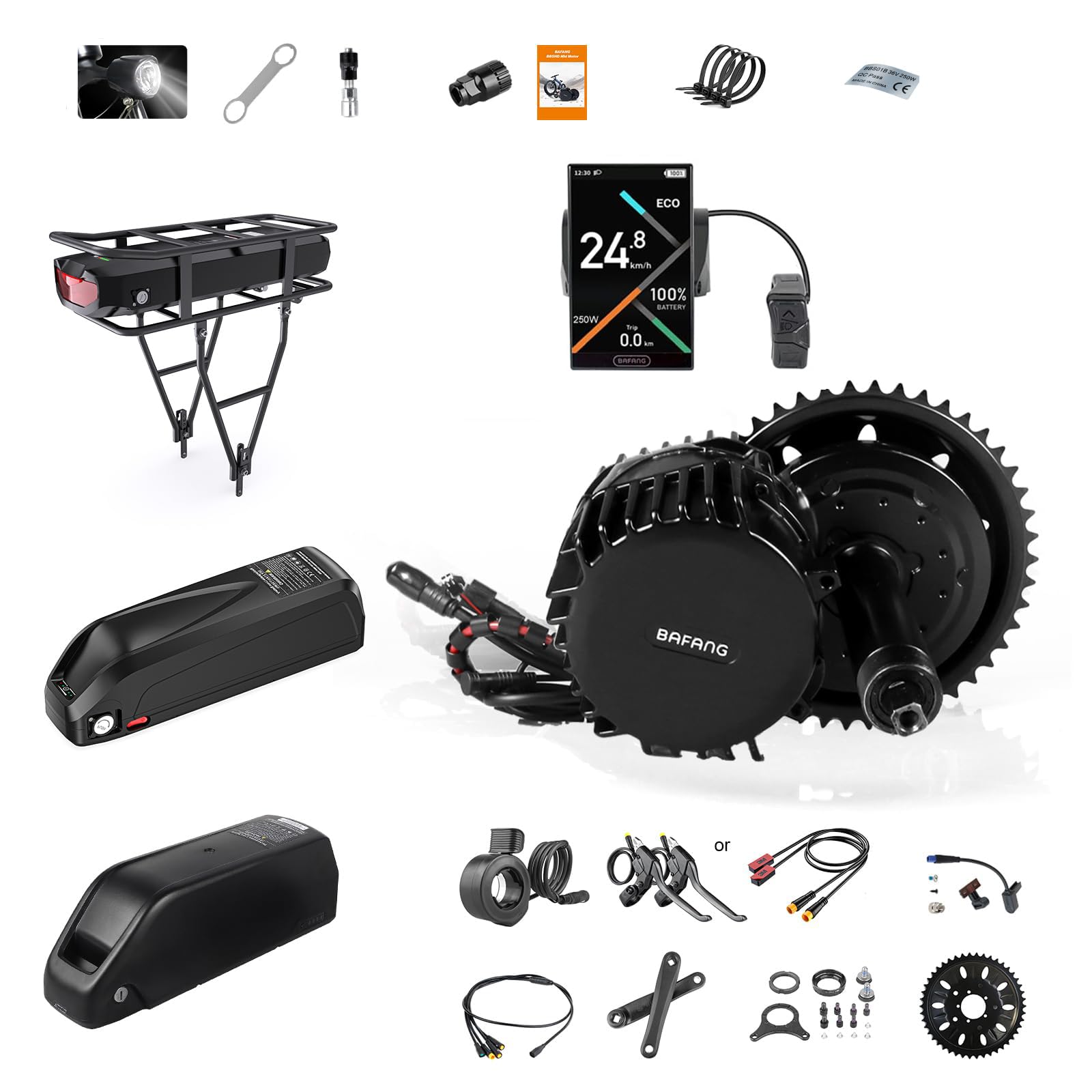 BAFANG BBS-HD 48V-1OOOW Motor Central G320 Kit de Conversión Eléctrica | Motor Central Kit de Motor Central con Batería (Opcional) y Pantalla LCD , Bielas de 68 73 100 120mm