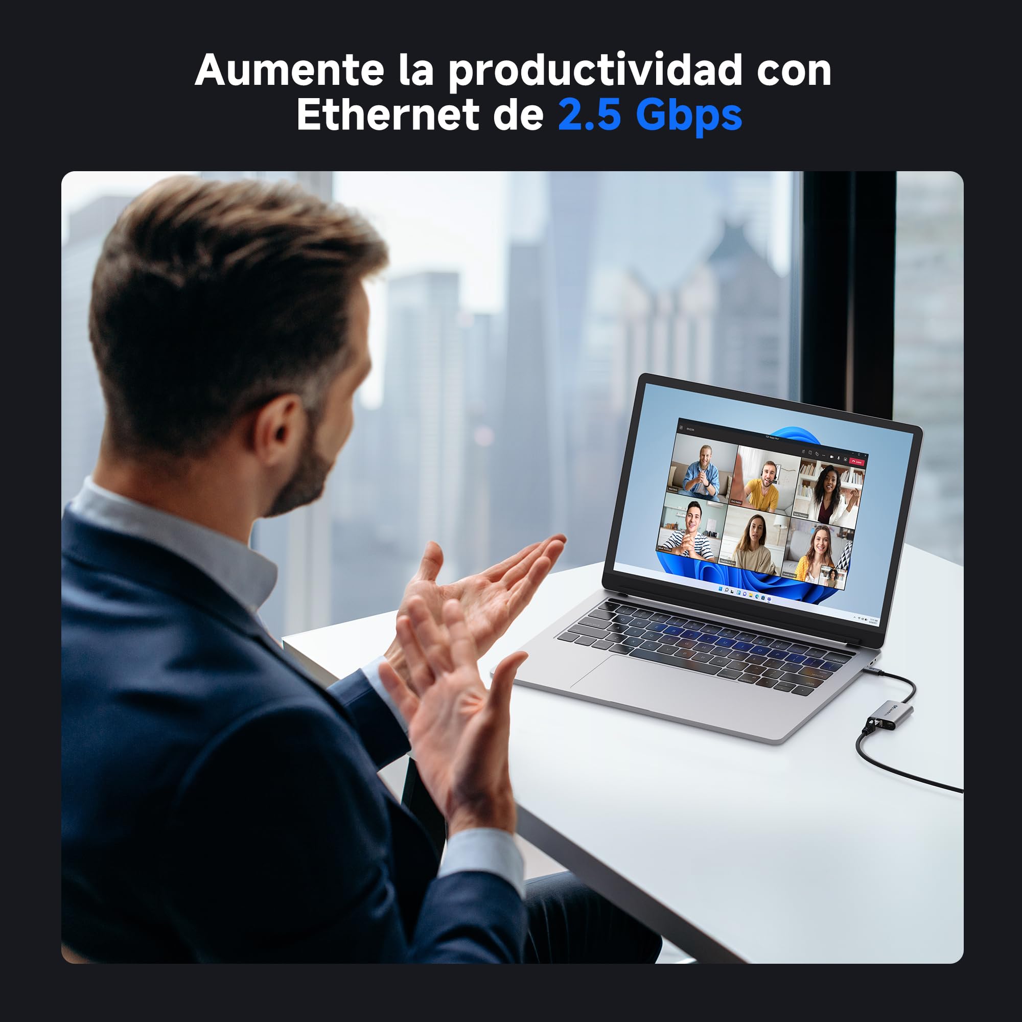 Cable Matters Adaptador USB-C a Ethernet 2.5G con Carga PD 140W, 2.5Gbps RJ45, Compatible con USB4/Thunderbolt 5/4/3, MacBook, iPad, portátiles