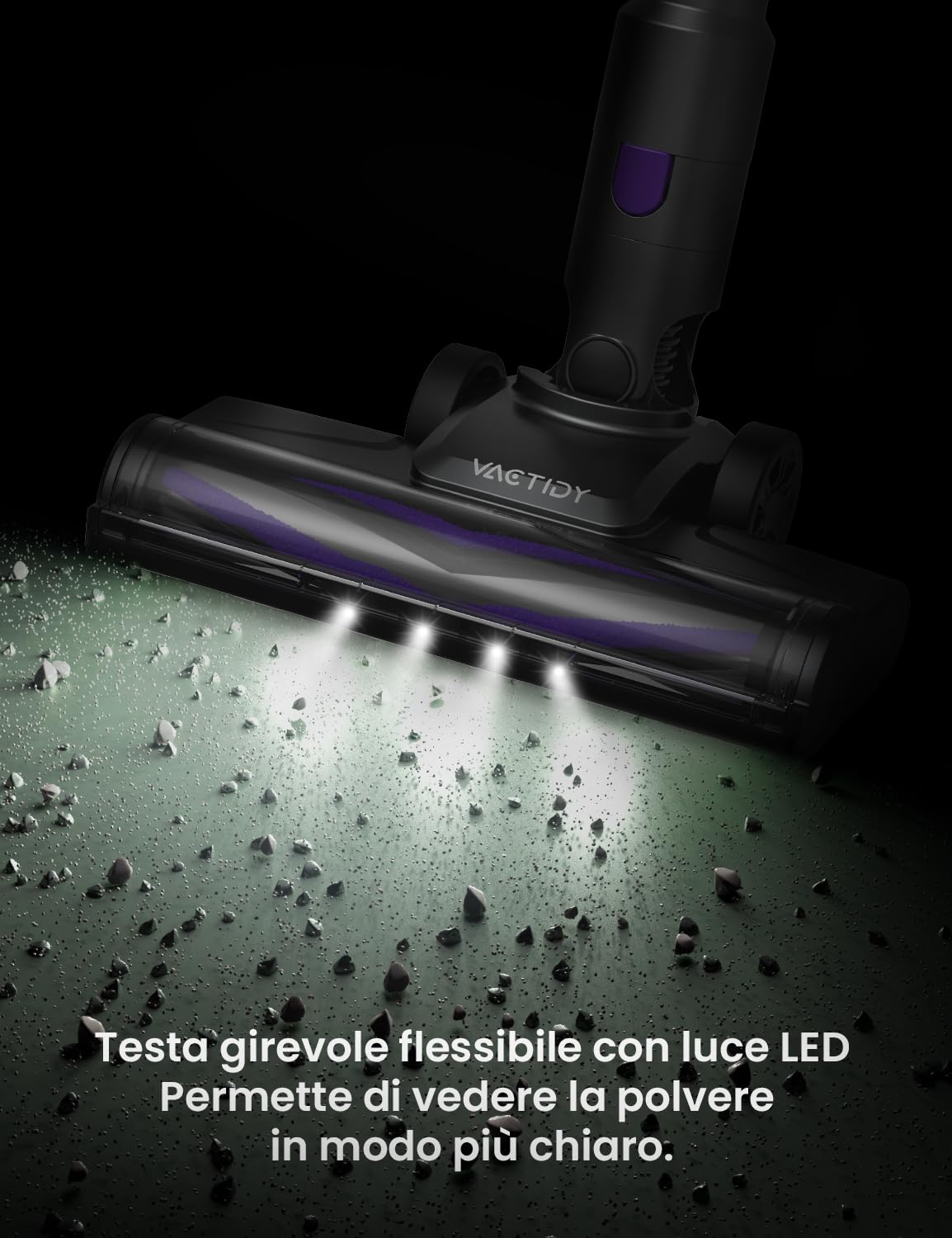 Vactidy V8 Pro Aspirapolvere Senza Fili Potente,25kpa Scopa Elettrica Senza Fili Potente Senza Sacco,Aspirapolvere Portatile,Ultra-leggero,Autonomia 40 Min