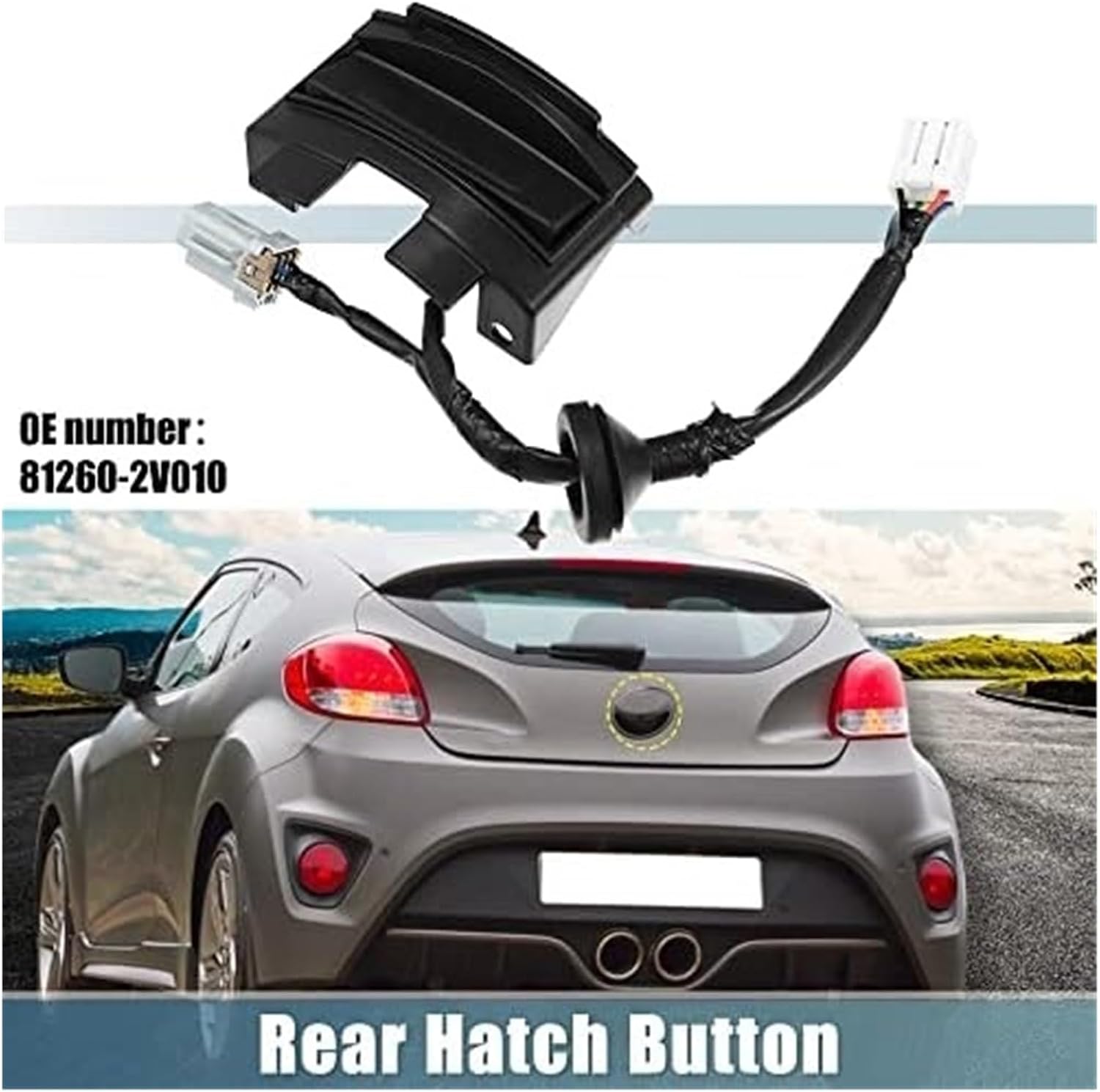 81260-2V010 Trunk Tailgate Handle Release Switch Rear Door Hatch Liftgate Latch Button Switch, for Hyundai, for Veloster 2012-2017 Black Car Boot Switch