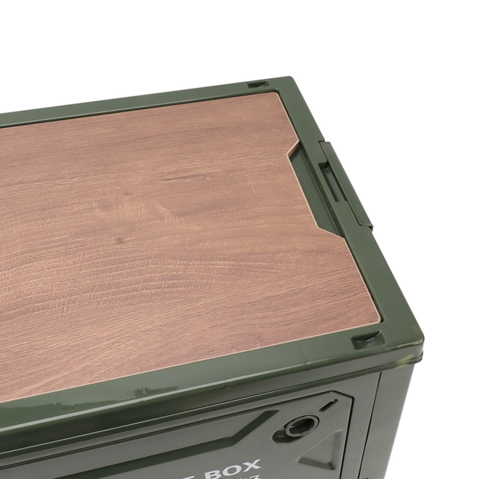 Fabater Scatola Portaoggetti da Campeggio Pieghevole con Coperchio in Legno, Contenitore Pieghevole con Ruote per Campeggio in Auto, Picnic, Grande capacità 50 Litri, Carico 100 Kg, Multifunzionale