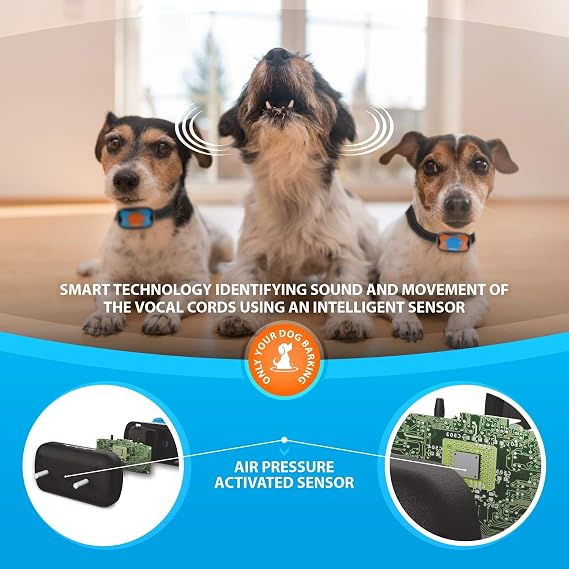 Humane Dog 樹皮首輪 2パック | 吠え防止トレーニングカラー | 振動、衝撃停止なし 吠え声 小型 中 大型犬 | 過剰な吠えペット矯正器、充電式