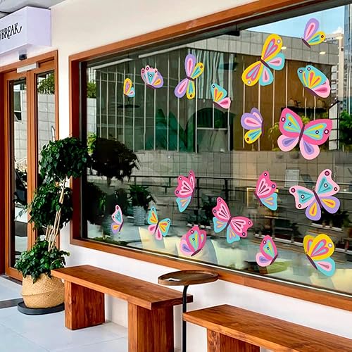 Calcomanías de pared de flores coloridas para jardín, mariposas, libélulas, calcomanías de pared extraíbles para habitación de niños, guardería,