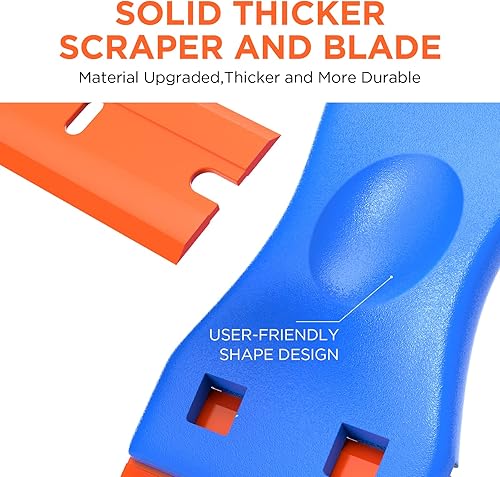 Miniatura 6 de Raspador de plástico para cuchillas de afeitar, 2 unidades de herramientas de raspador con 100 unidades de cuchillas de afeitar de plástico,