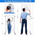 Maxtek Rolling Whiteboards, 48x24 Inches Magnetic Dry Erase White Board on Wheels, Double Side White Board Height Adjustable Standing Easel, Aluminum Frame for Home, School, Office