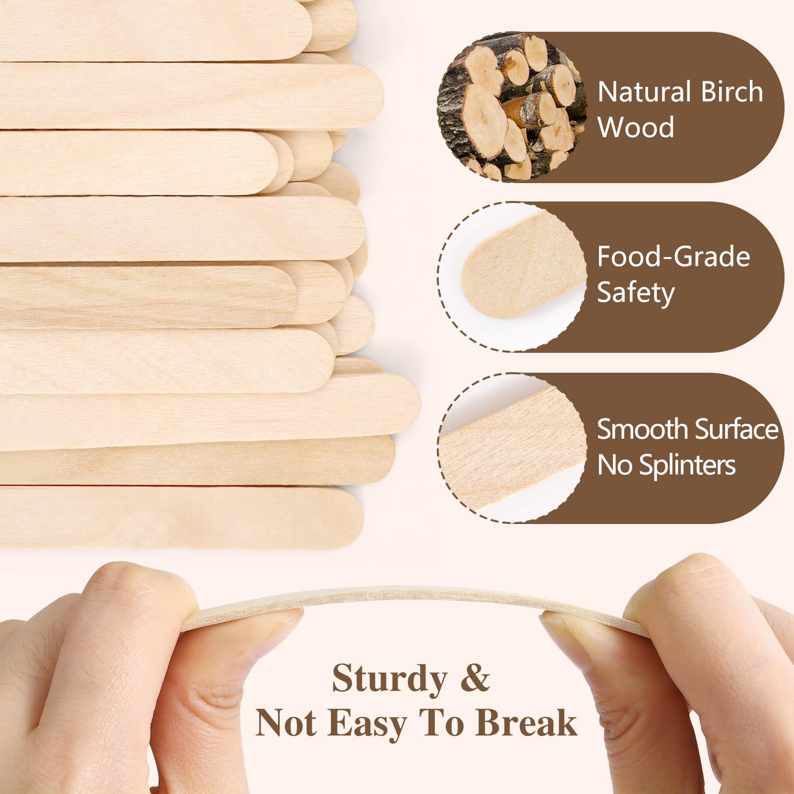 3600 palitos de madera para manualidades, palitos de helado de madera natural de 4.5 pulgadas de largo, palitos de paletas para manualidades, alimentos, depilación y suministros de depilación