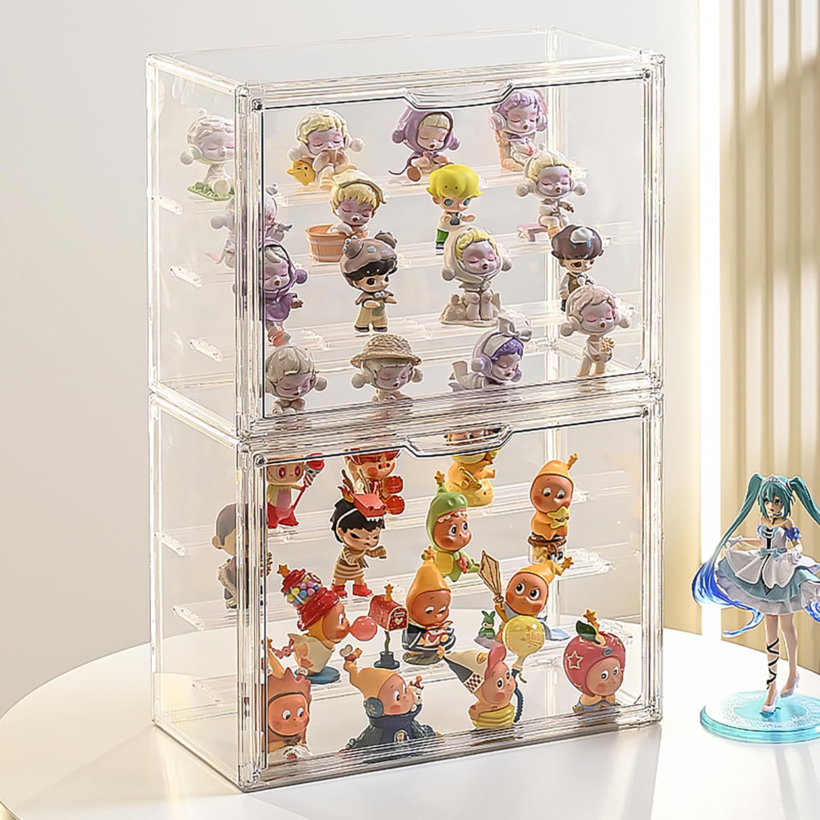 Vitrine pour Collection en Acrylique,Boîte de Présentation Transparent,Anti-poussière Vitrine Exposition Figurine avec Porte Magnétique,pour Figurines,modèles et Collections