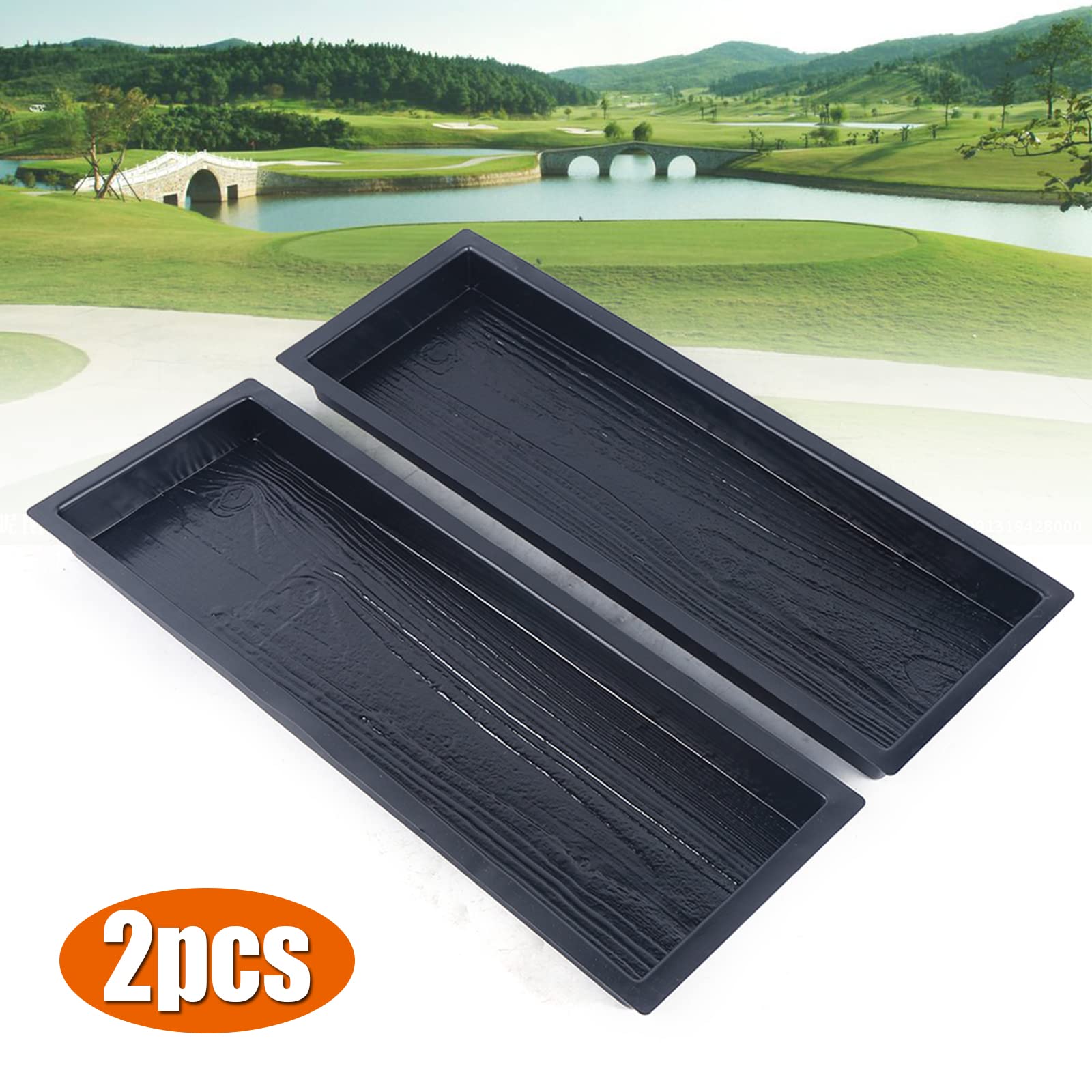 Stampi per calcestruzzo per finitrici fai da te, 2 stampi in plastica per cemento per imitazione di tavole di legno, stampi per pietre da giardino per vialetti e passerelle