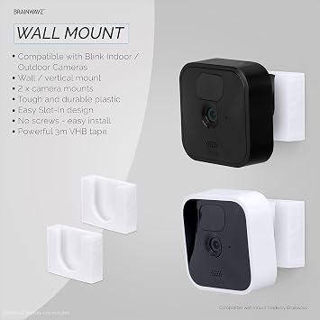 Adhesive Blink Outdoor Indoor Camera Mount (3RD GEN), 2 Pack Holder, No Hassle Installation, No Screws, No Mess Bracket Stand, (White) by Brainwavz