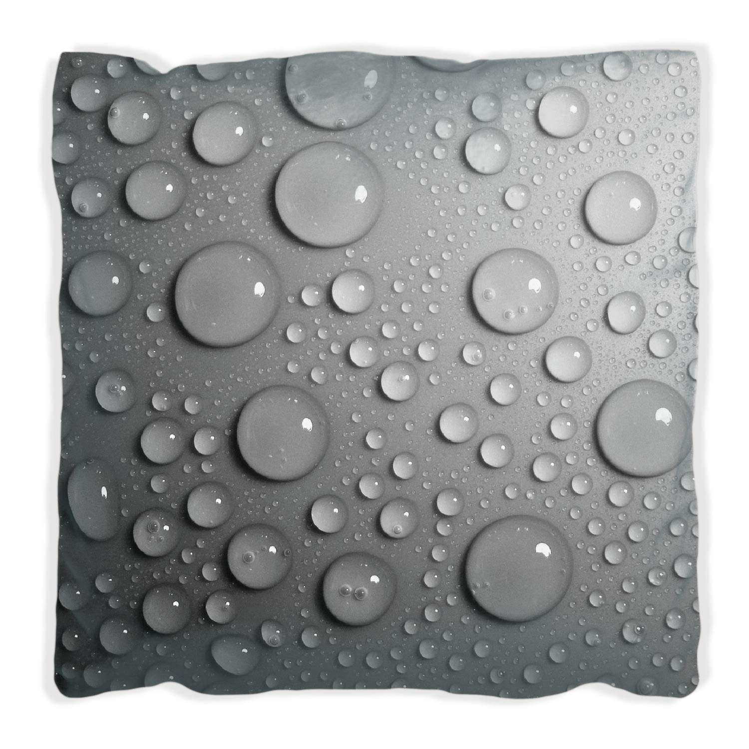 Wallario Dekokissen 30 x 30 cm, Wassertropfen in schwarz weiß, beidseitig Bedruckt, Kuschelkissen mit weicher Plüsch-Oberfläche