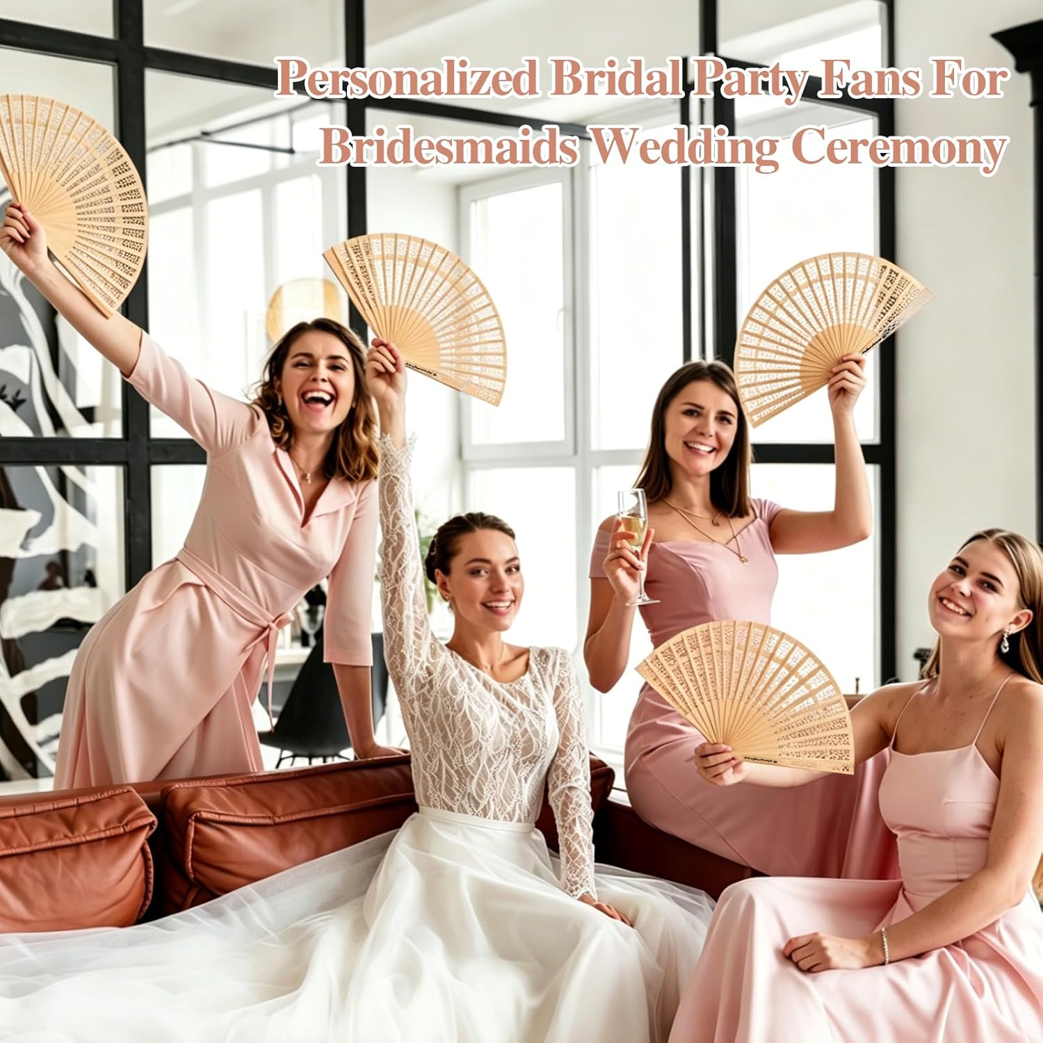 Fans for Wedding Guests – Foldable Wooden Hand Fan, Personalized Wedding Favors, Custom Name & Date, Fans Bulk for Summer Wedding