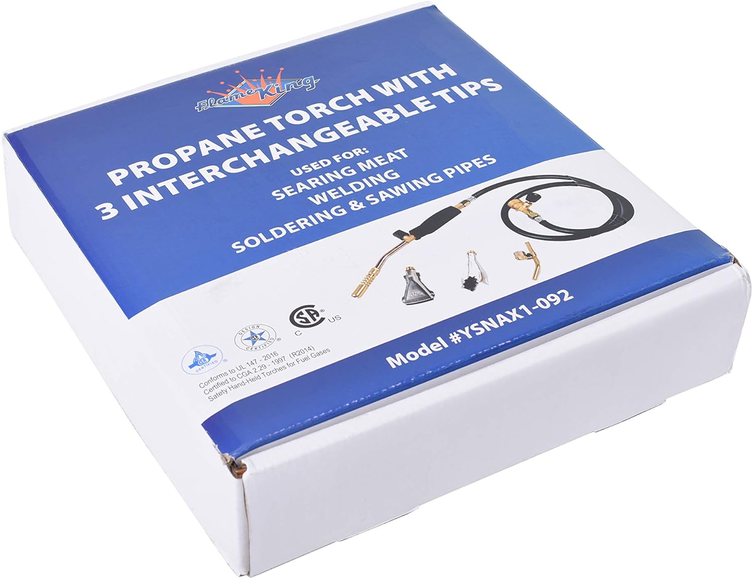 Flame King Propane Gas Torch 6,000 BTU Kit w/ 3 Burners for Melting, Brazing Gold and Silver Precious Metals, Welding, Soldering, and Repairs